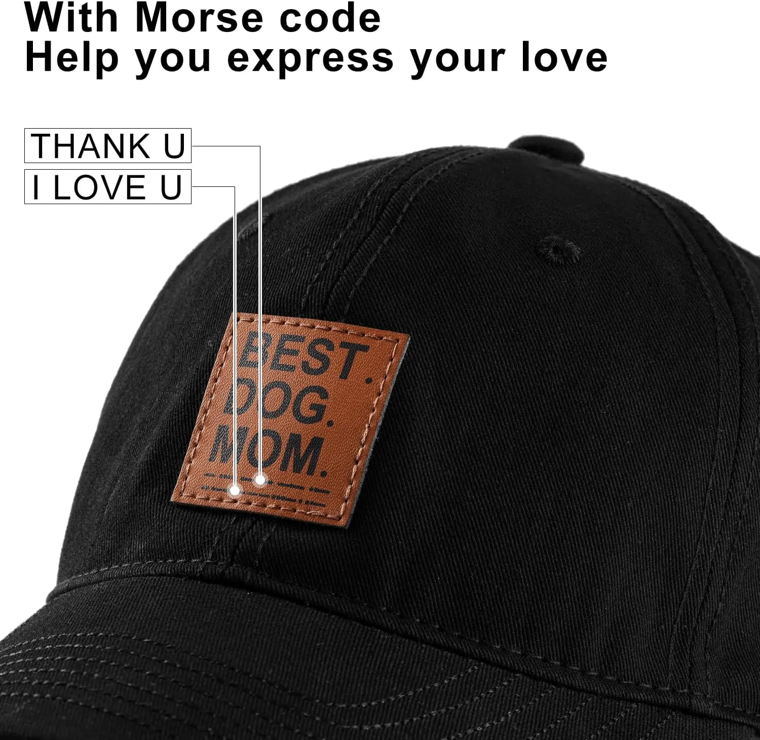 Dog Mom Hat Gifts for Women, Mothers Day Birthday Gifts for Mom, Black Cotton Adjustable Baseball Cap for Dog Lovers