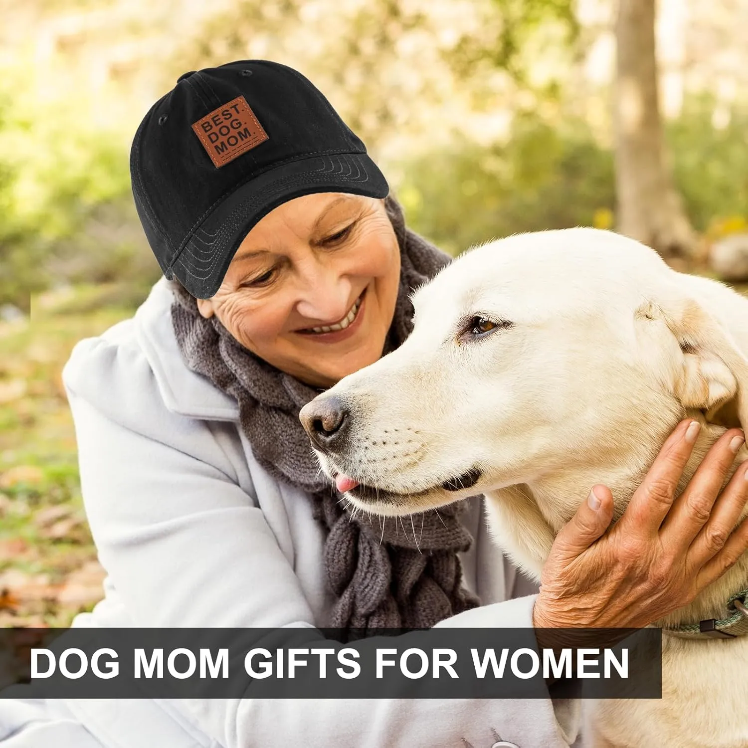 Dog Mom Hat Gifts for Women, Mothers Day Birthday Gifts for Mom, Black Cotton Adjustable Baseball Cap for Dog Lovers