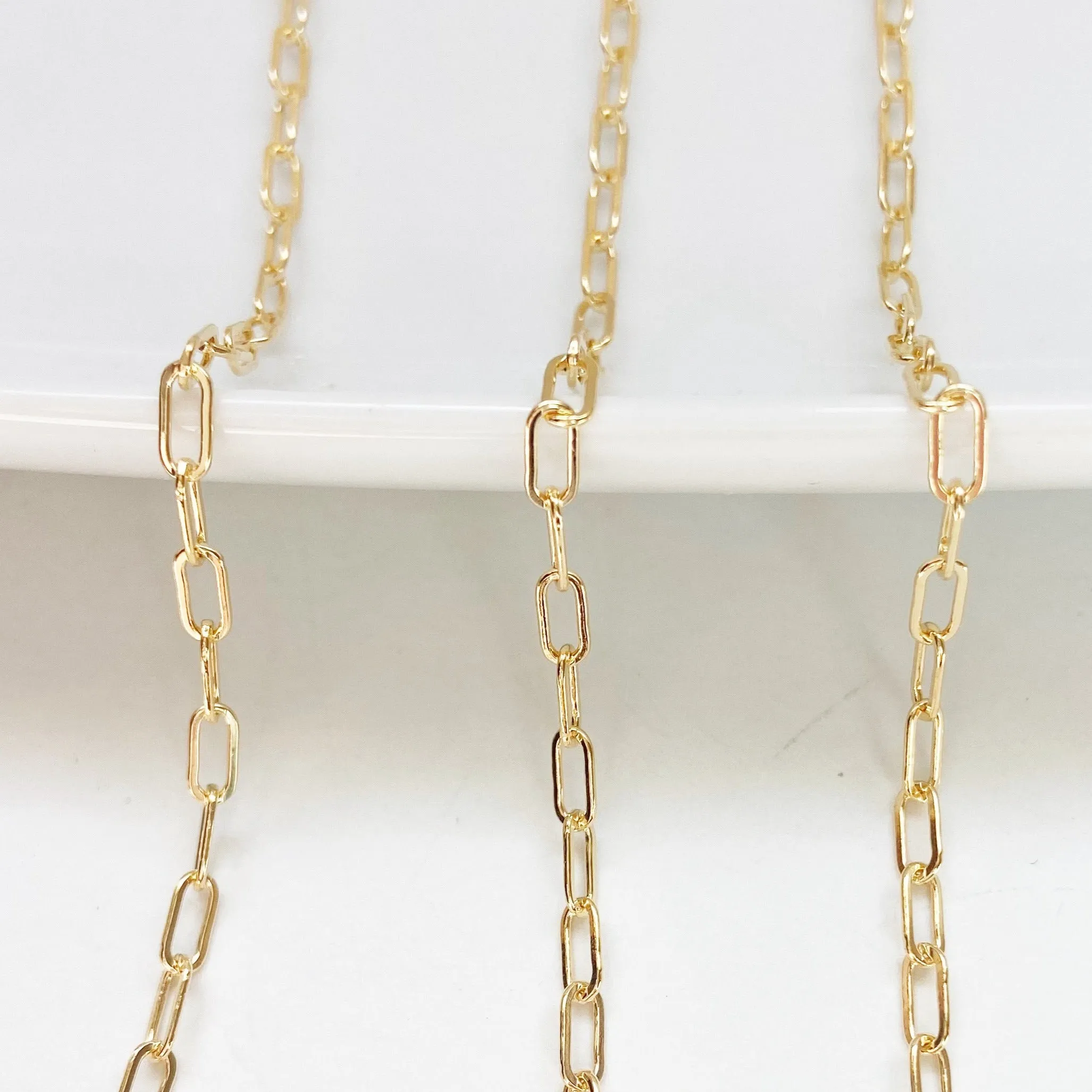 Drawn Cable Paperclip Chain (Sterling Silver or Gold Filled)
