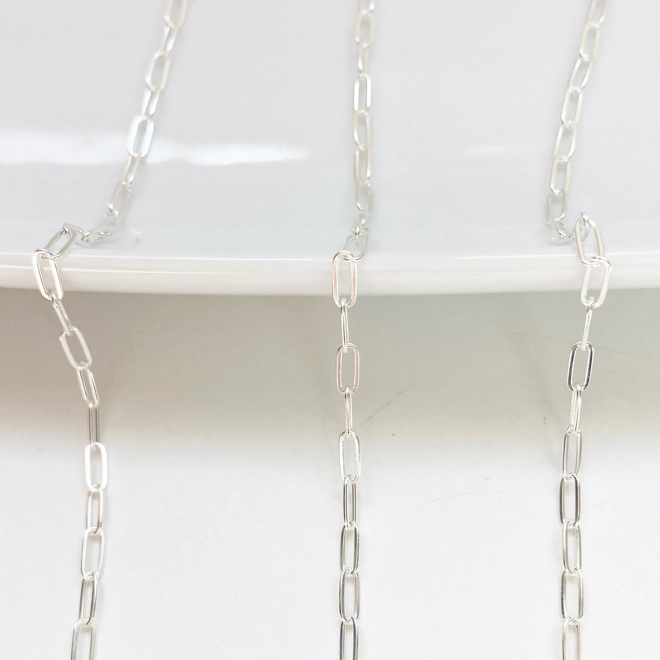 Drawn Cable Paperclip Chain (Sterling Silver or Gold Filled)