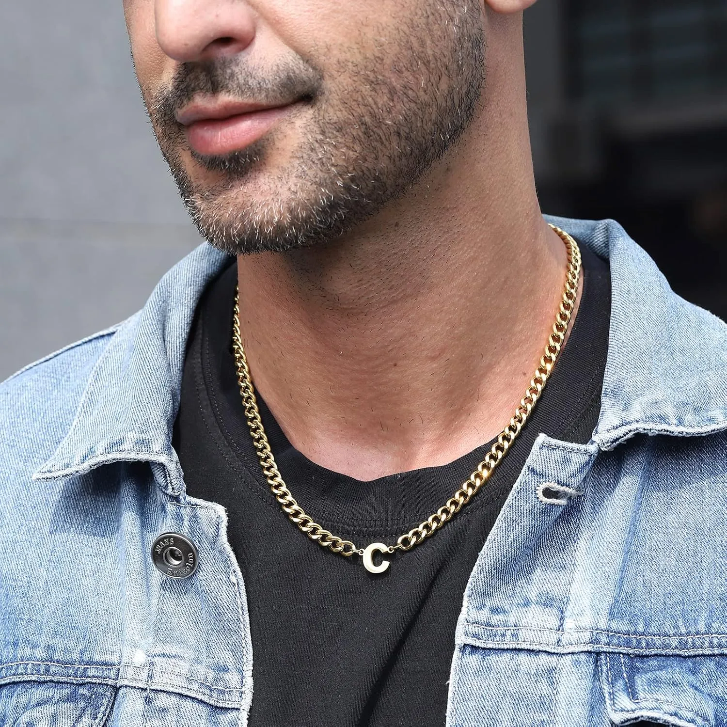 DuoDiner Initial A-Z Cuban Link Chain Necklaces for Men Boys Women Letter Pendant Stainless Steel 6.5mm 18 2 Inches,Jewelry Gifts