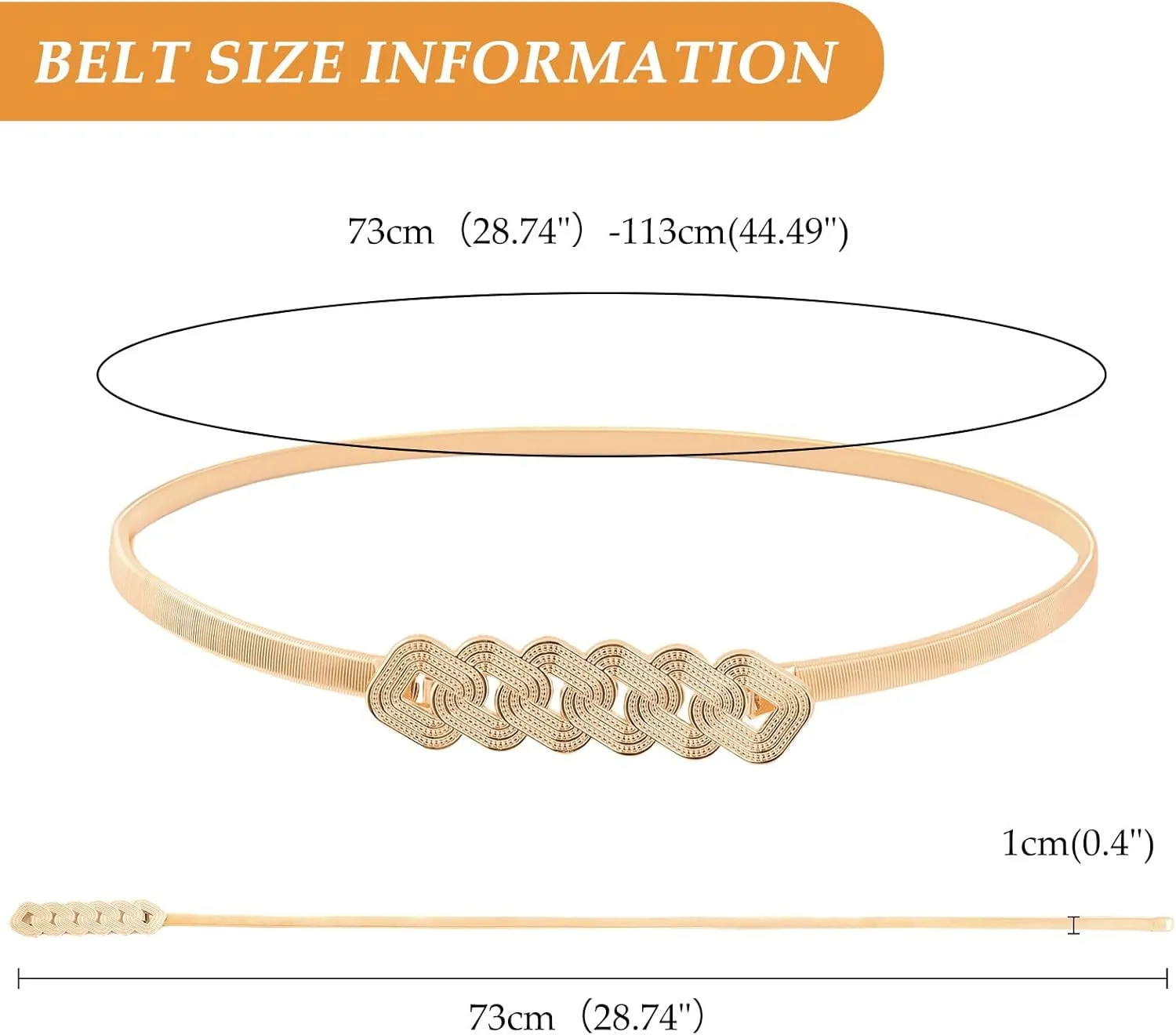 E-Clover Womens Fashion Metal Stretch Waist Skinny Belt Waistband