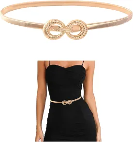 E-Clover Womens Fashion Metal Stretch Waist Skinny Belt Waistband