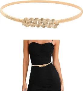E-Clover Womens Fashion Metal Stretch Waist Skinny Belt Waistband