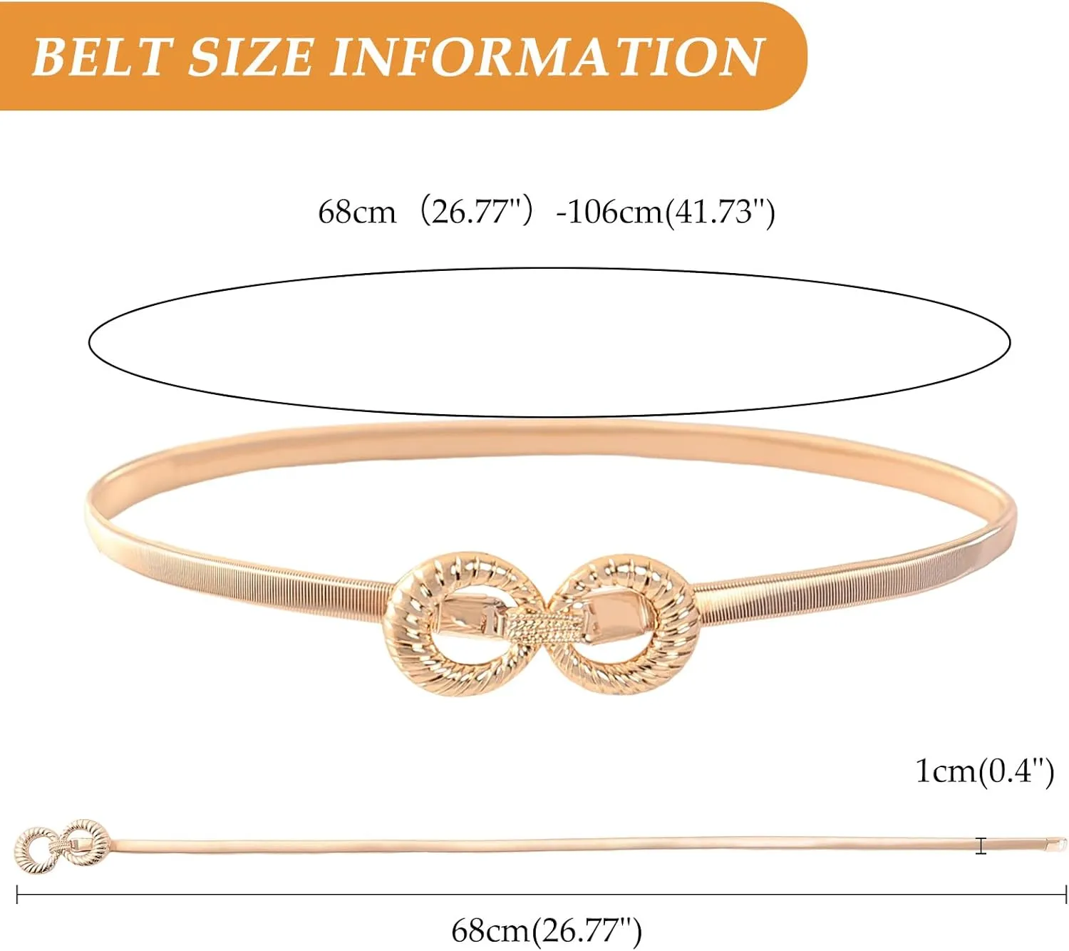 E-Clover Womens Fashion Metal Stretch Waist Skinny Belt Waistband