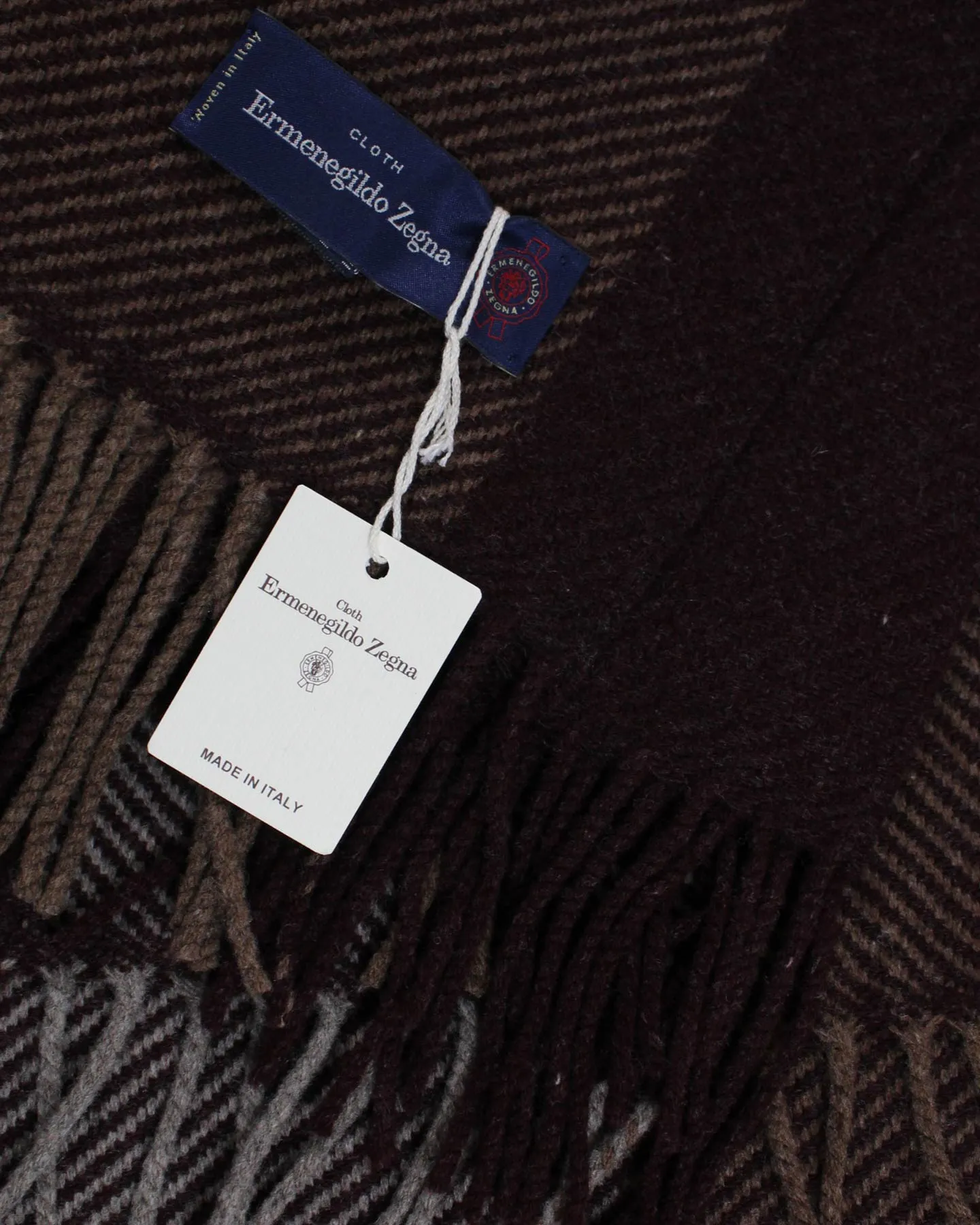 Ermenegildo Zegna Wool Throw Blanket Dark Brown Maroon Design SALE