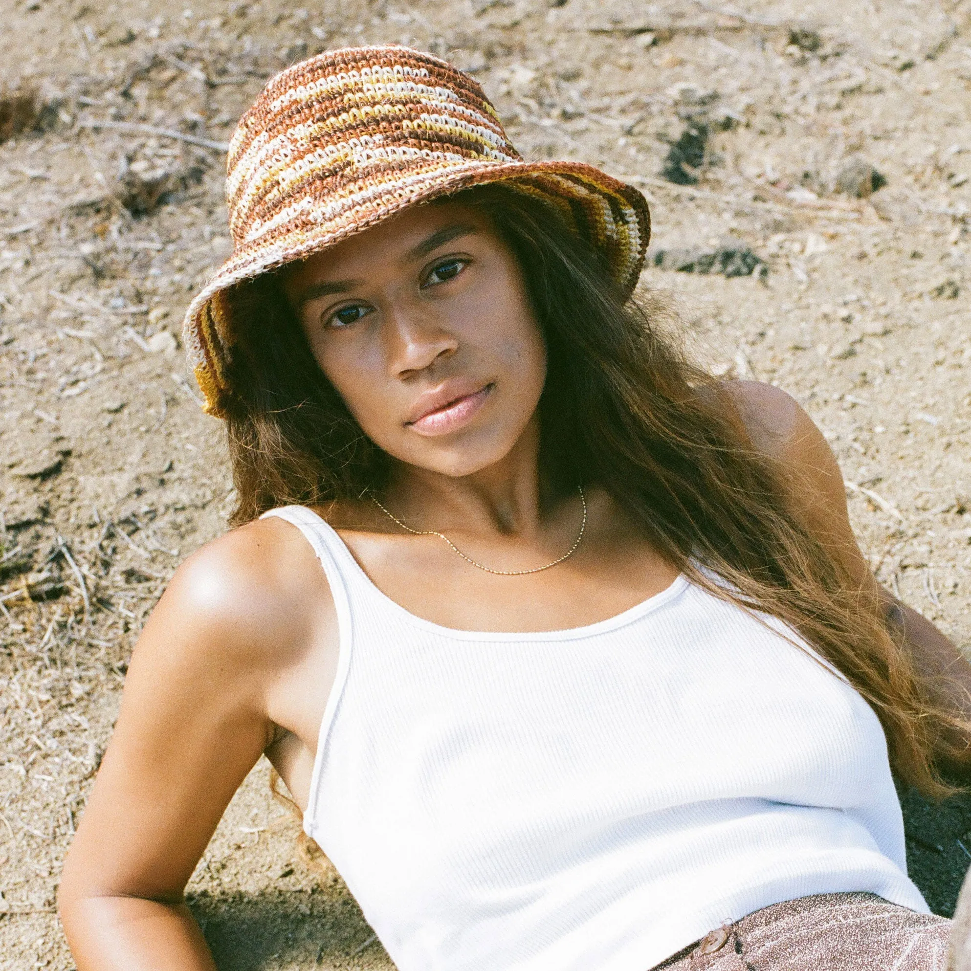 Fall Bucket Hat - Crocheted Multicolor Stripe by Made by Minga