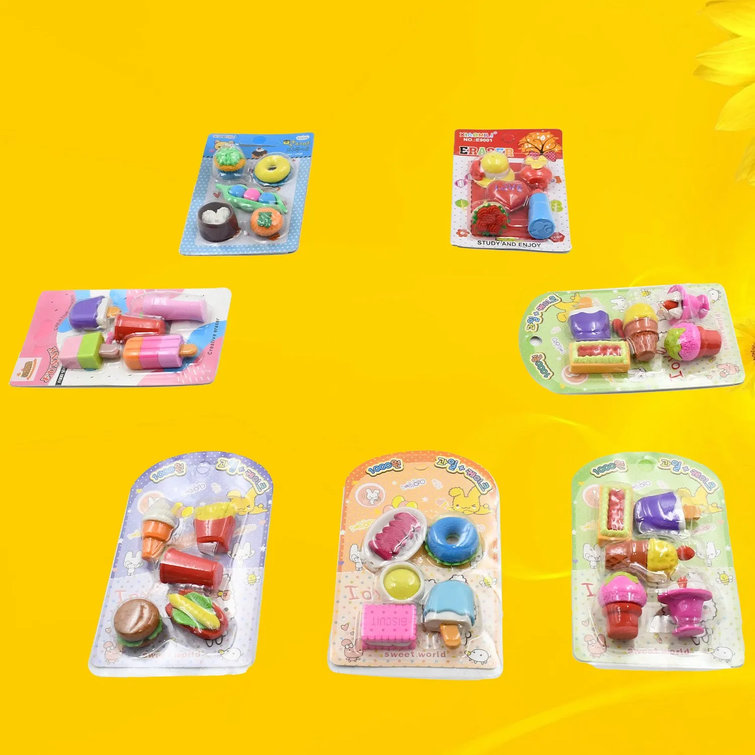Fancy Erasers Set for Kids, Birthday Gift (5 Pc)