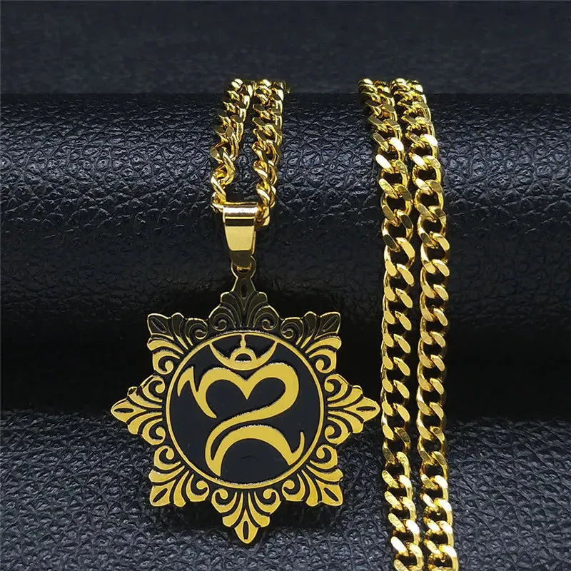 Fashion Hamsa Hand Stainless Steel Chain Necklace for Men Gold Color Necklaces