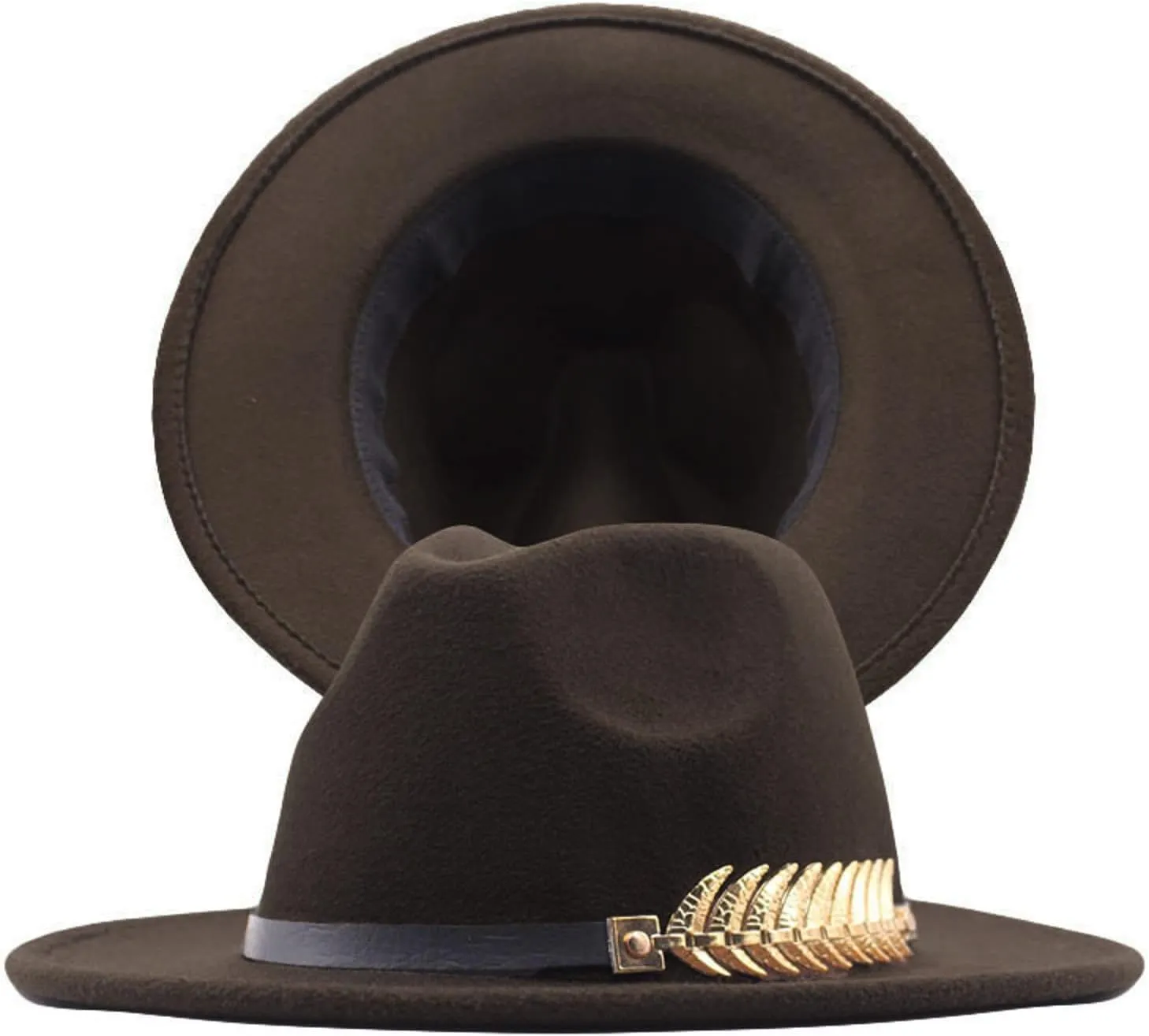 Fedora Buckle Wool Belt Panama Hat Hat Womens Wide Floppy Classic Baseball Caps Hard Hat Patch (Coffee, One Size)