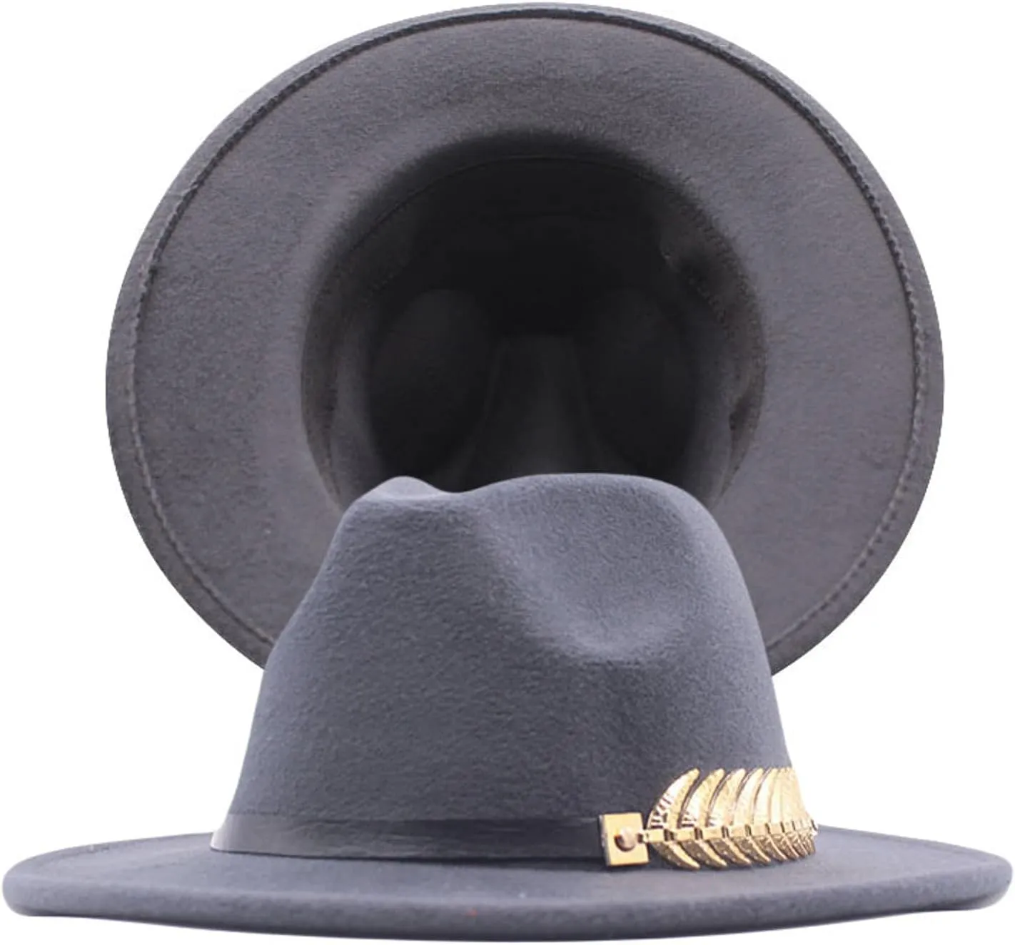 Fedora Buckle Wool Belt Panama Hat Hat Womens Wide Floppy Classic Baseball Caps Hard Hat Patch (Dark Gray, One Size)