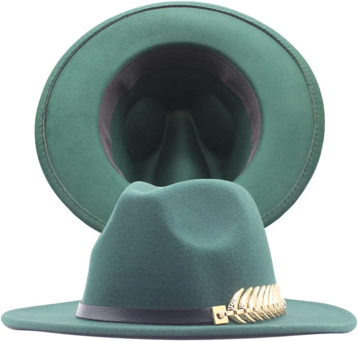 Fedora Buckle Wool Belt Panama Hat Hat Womens Wide Floppy Classic Baseball Caps Hard Hat Patch (Green, One Size)