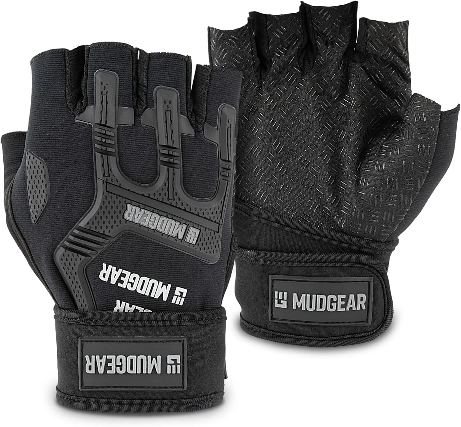 Gloves - Durable Fingerless Workout Gloves with Wrist Support for Obstacle Races and Fitness Training, Improves Grip, Protects Hands, Boosts Performance