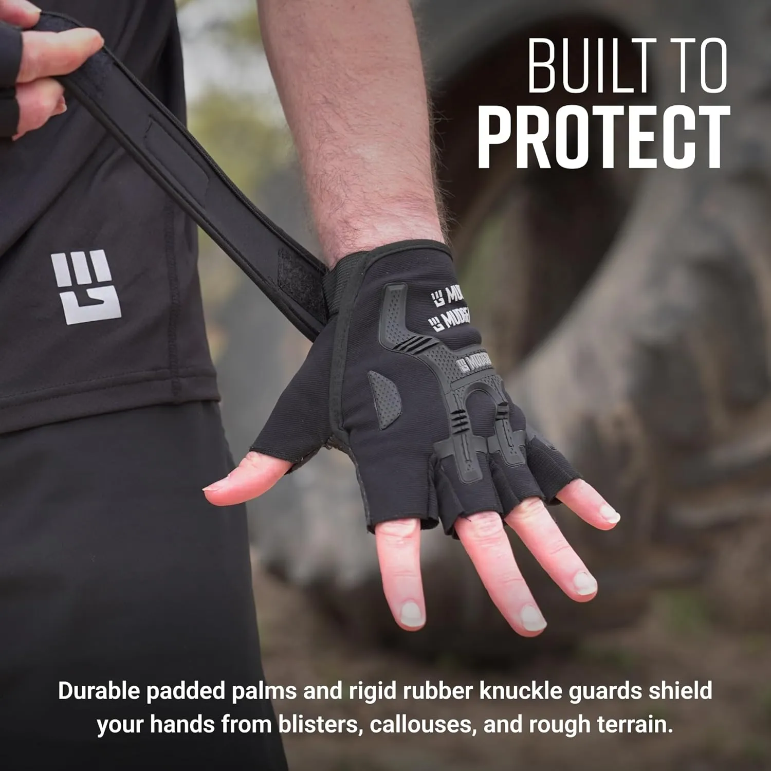 Gloves - Durable Fingerless Workout Gloves with Wrist Support for Obstacle Races and Fitness Training, Improves Grip, Protects Hands, Boosts Performance