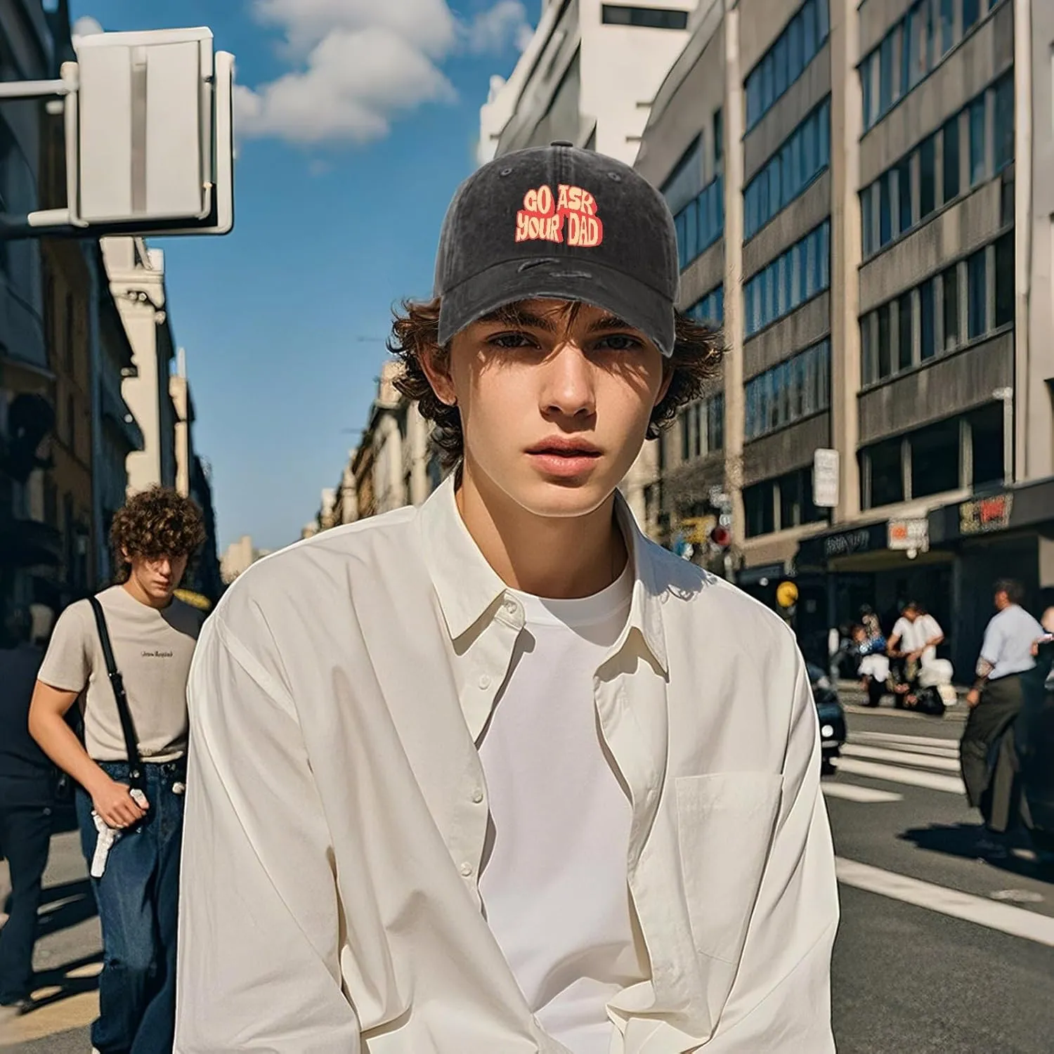 Go Ask Your Dad Hats for Men Washed Distressed Baseball Caps Vintage Washed Ball Cap Light Weight