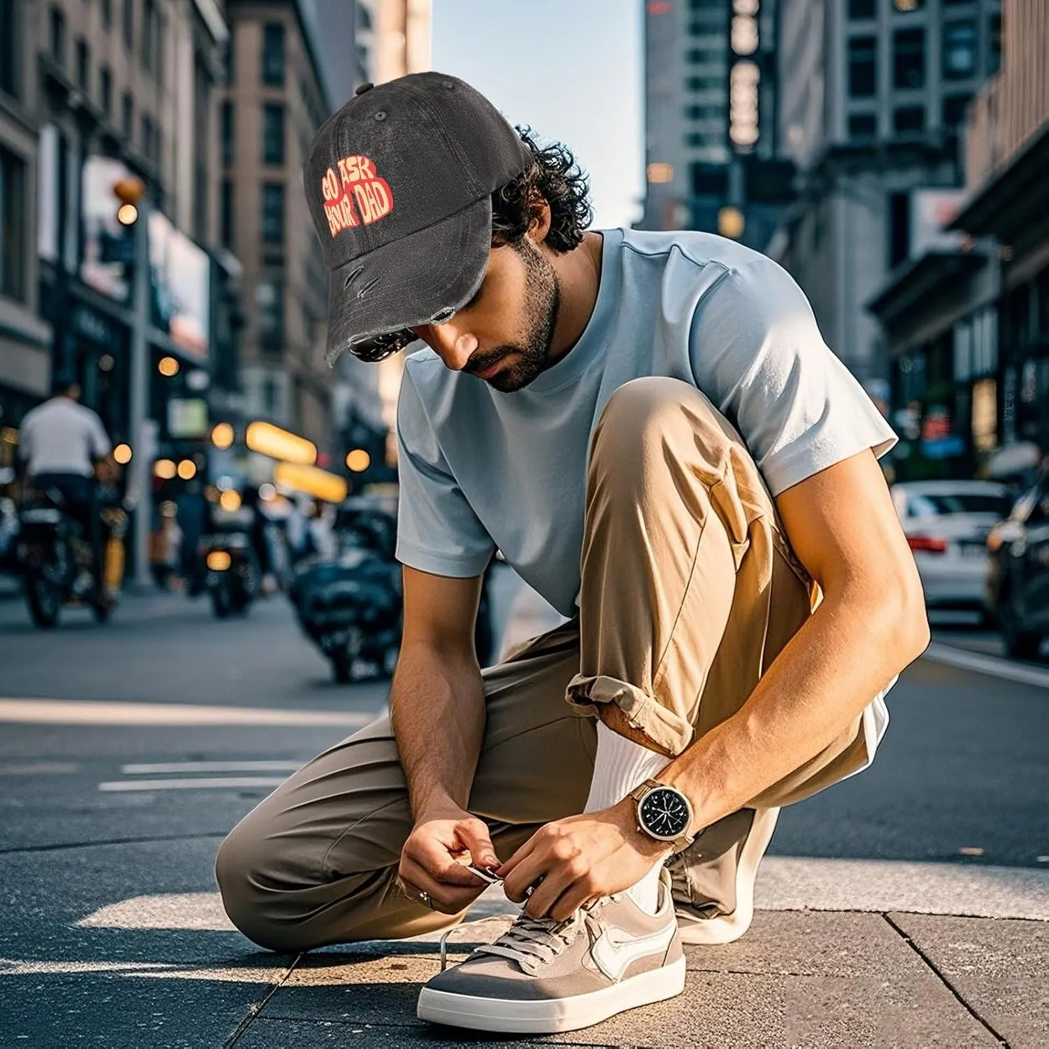 Go Ask Your Dad Hats for Men Washed Distressed Baseball Caps Vintage Washed Ball Cap Light Weight