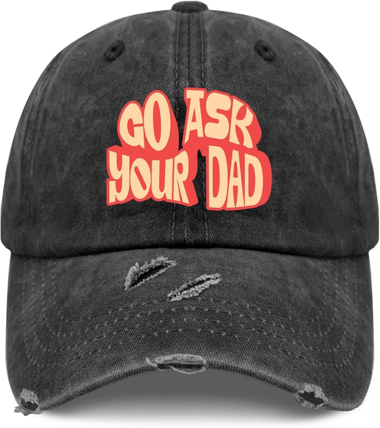 Go Ask Your Dad Hats for Men Washed Distressed Baseball Caps Vintage Washed Ball Cap Light Weight