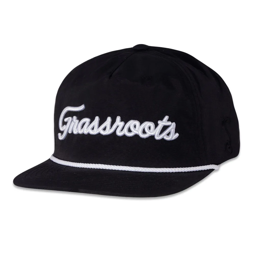 Golfroots Script Black Unstructured Snapback Hat