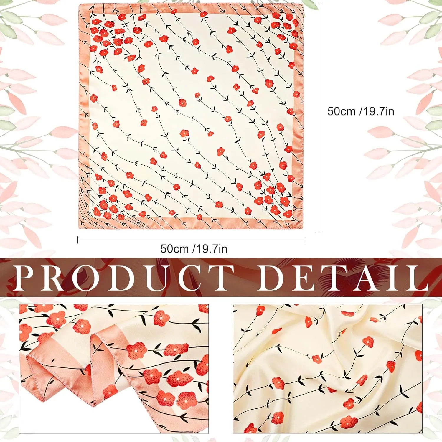 Handepo 40 Pieces Women Head Scarf Satin Square Silk Feeling Mixed Color Hair Neck Head Scarf Set, 19.69 Inch