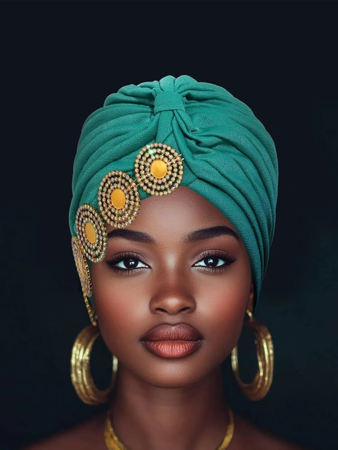HeadWrap Hair Turbans African Turban Flower Pearl Crystal Twisted Head Turban for Women Fashion