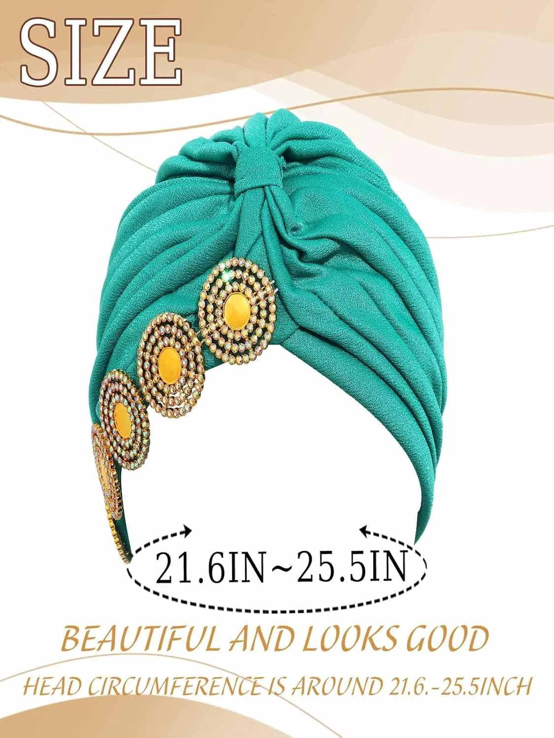 HeadWrap Hair Turbans African Turban Flower Pearl Crystal Twisted Head Turban for Women Fashion