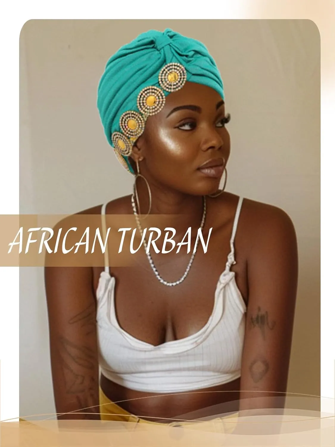 HeadWrap Hair Turbans African Turban Flower Pearl Crystal Twisted Head Turban for Women Fashion