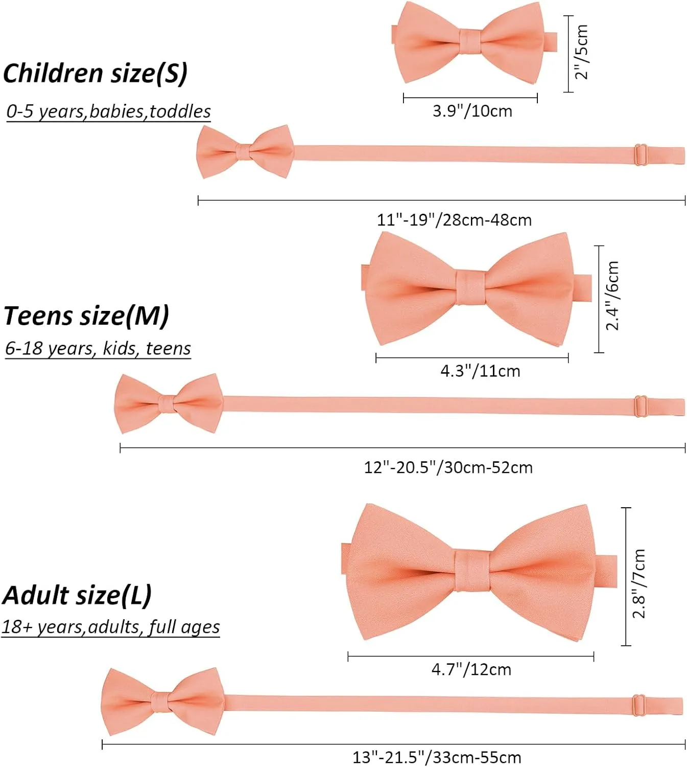 Kajeer Classic Pre-Tied Mens Bow Ties Formal Adjustable Solid Tuxedo Bowtie for for Adults & Children