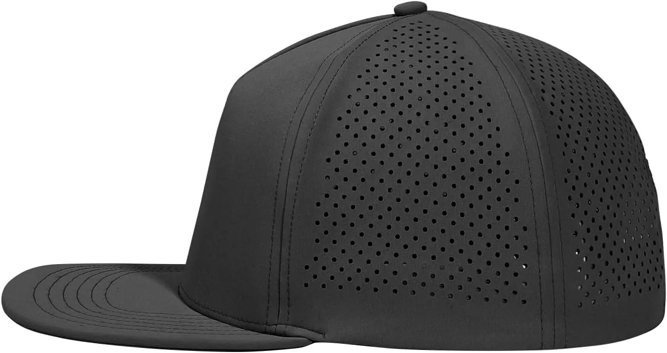 LiuSuper M/L/XL/XXL Flat Brim 5 Panel Hats for Men Performance Mens Snapback Hats Quick Dry Laser Perforated Baseball Cap