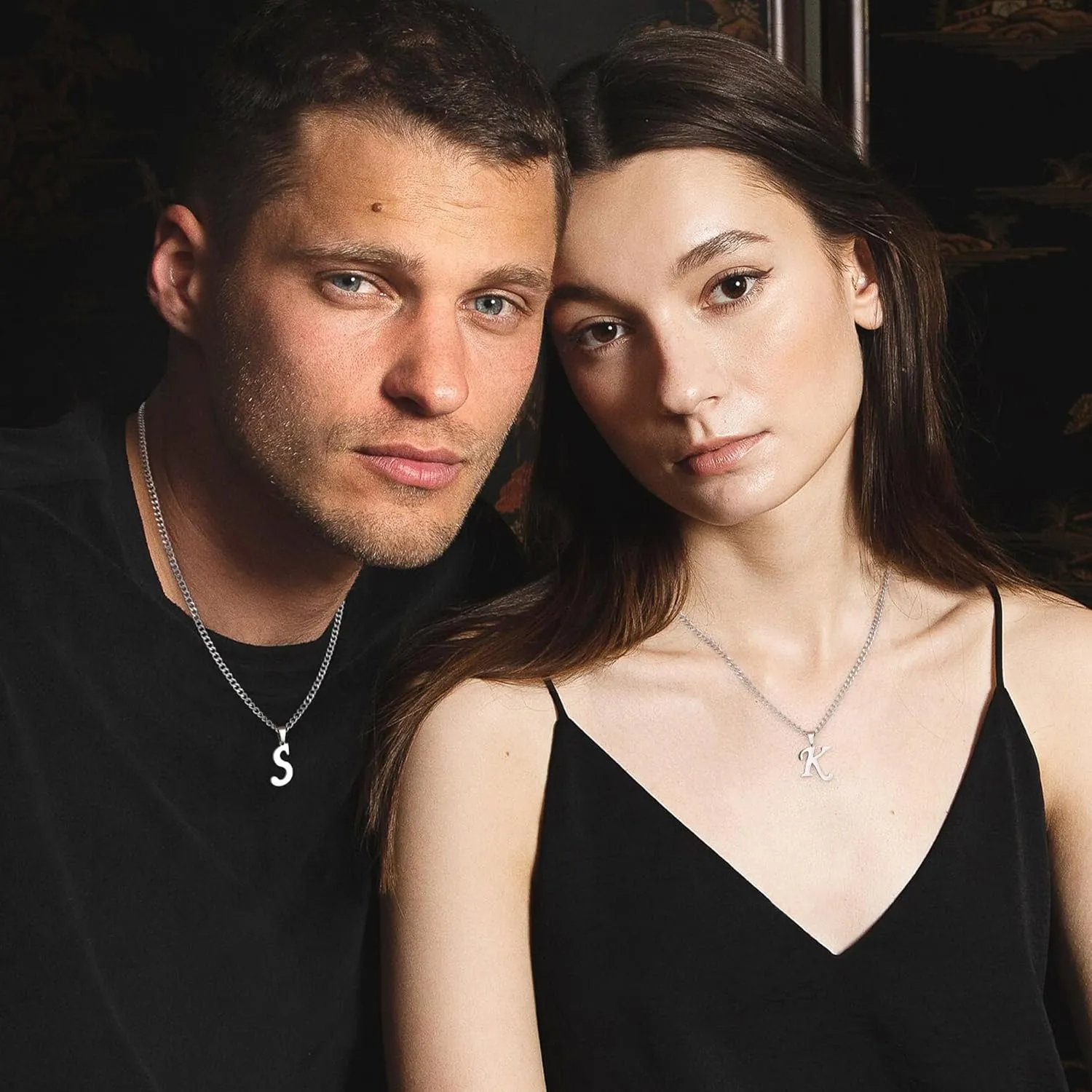 LUXEJEW Initial A-Z Letter Necklace for Men Boys Women, Stainless Steel Cuban Link Chain Letter Pendant Necklaces Capital Monogram Necklace Jewelry Gifts for Men 20 2 Inches