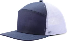 Men Flat Brim Adjustable Snapback Trucker Hat 6 Panel Camper Style Hat Blank Mesh Back Baseball Cap