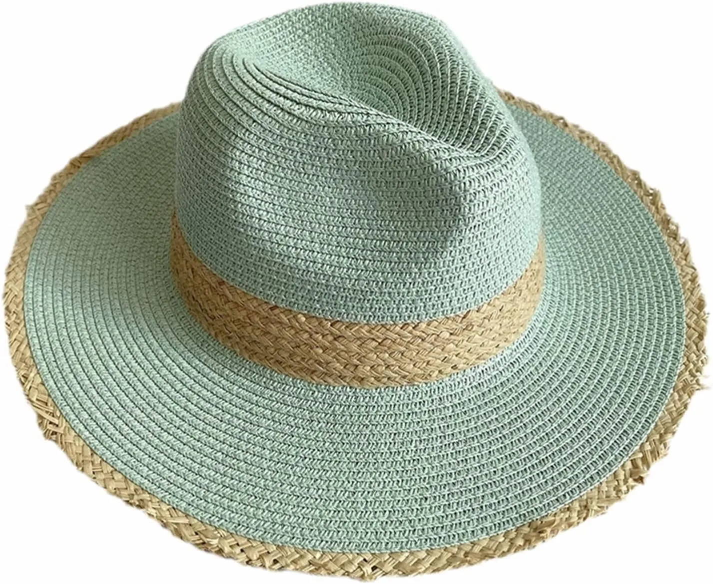 Panama Hat Sun Hats for Women Men, Wide Brim Straw Hat Summer Fedora Beach Cap UPF 50