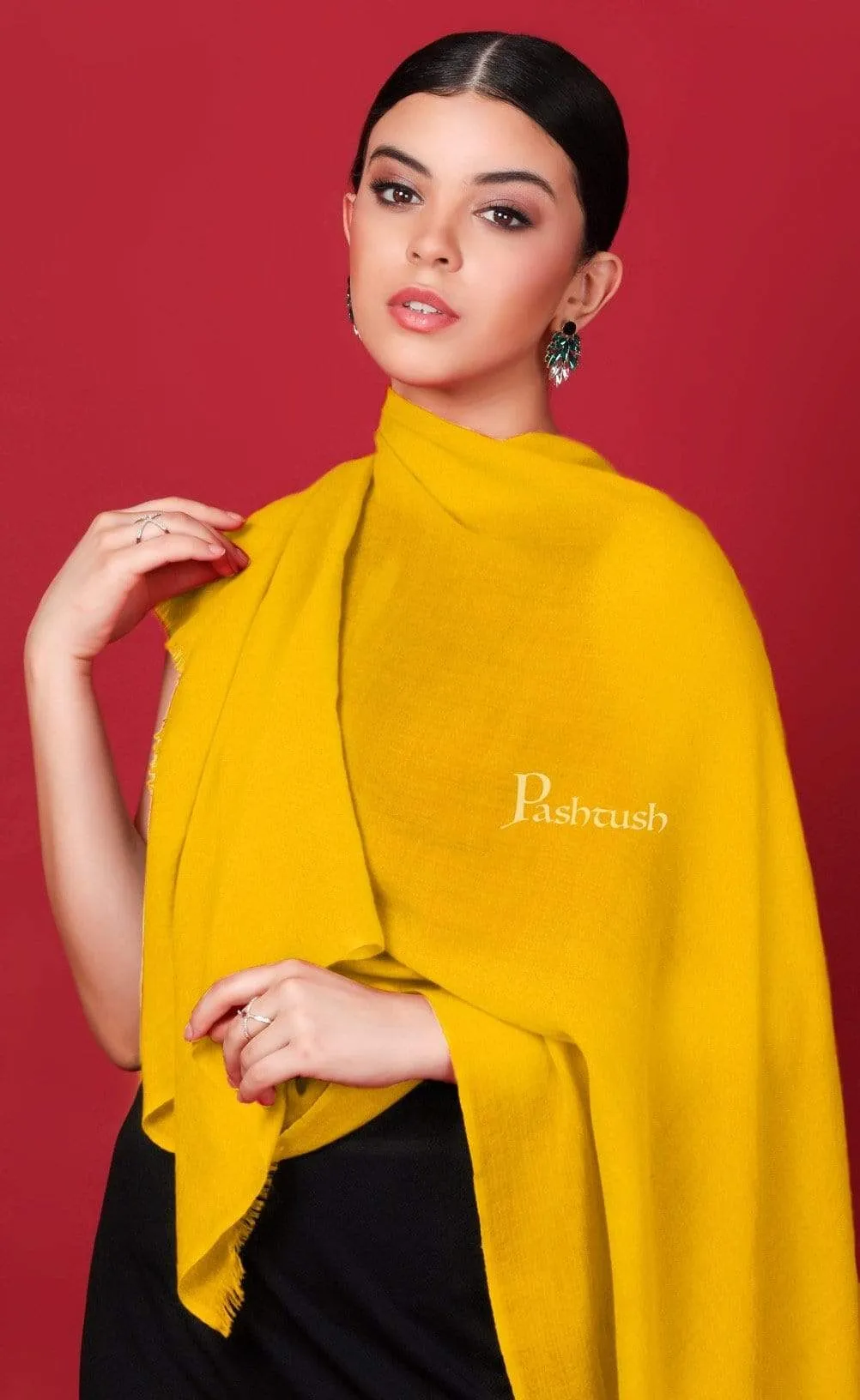 Pashtush Womens Cashmere  Scarf, Diamond Weave, Sunray