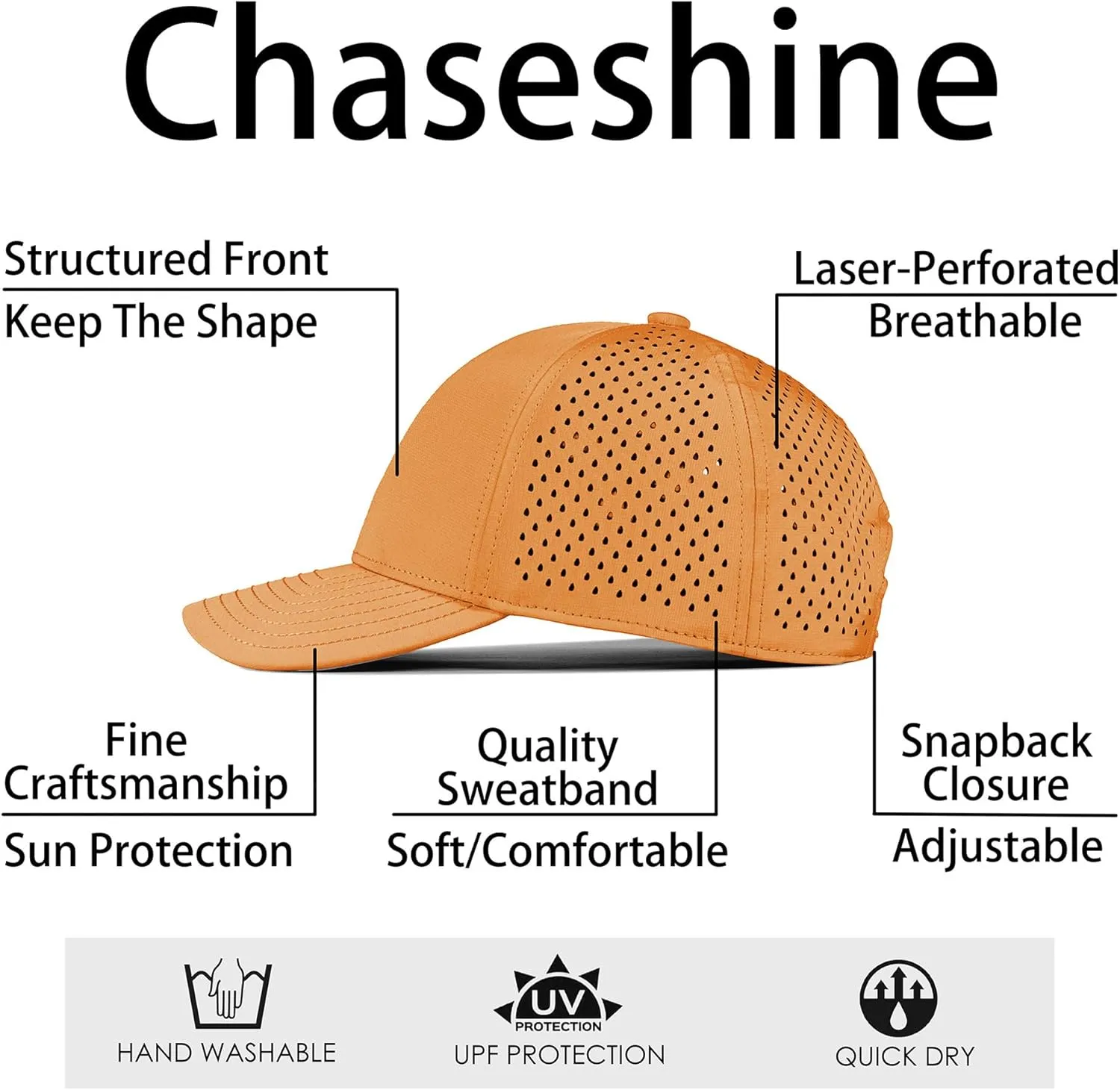 Performance Snapback Hats for Men Women,6 Panel Baseball Cap,Golf,Running,Workout