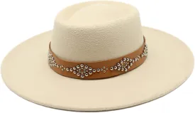 Pulcykp Women's Tweed Sombrero Felt Hat Jazz Hat Sombrero beige 56-58cm