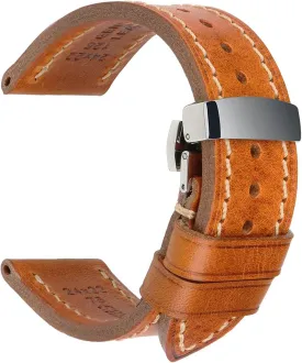 REZERO Leather Watch Bands, Handmade Watch Straps, Italian Top Grain Soft Leather Watch Bands Replacement, Vegetable-Tanned & Oil-Waxed Watch Bracelets 18/19/20/21/22/23/24/26mm for Men, Women