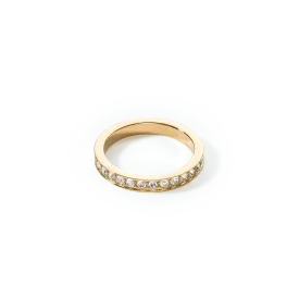 Ring stainless steel & crystals slim gold crystal