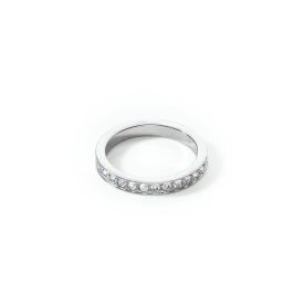 Ring stainless steel & crystals slim silver crystal