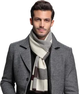 RIONA Men's Winter Cashmere Feel Australian Wool Soft Warm Knitted Scarf