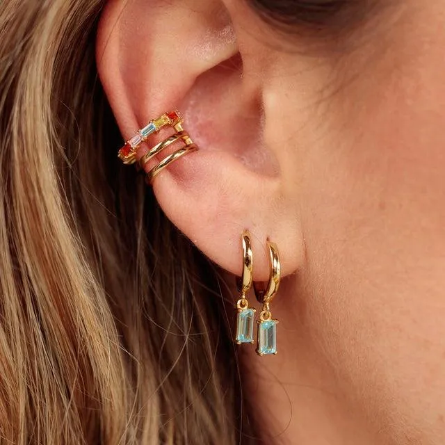 Scream Pretty Hannah Martin Aquamarine Baguette Charm Hoop Earrings
