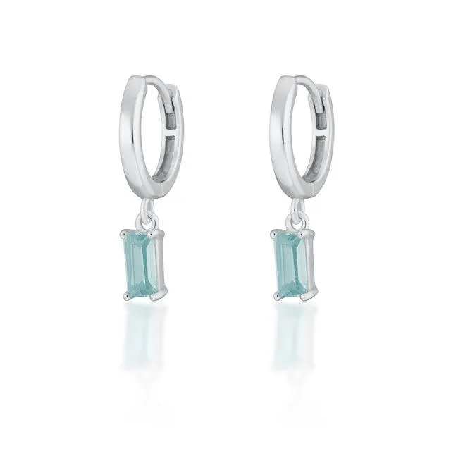 Scream Pretty Hannah Martin Aquamarine Baguette Charm Hoop Earrings