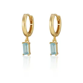 Scream Pretty Hannah Martin Aquamarine Baguette Charm Hoop Earrings