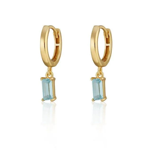 Scream Pretty Hannah Martin Aquamarine Baguette Charm Hoop Earrings