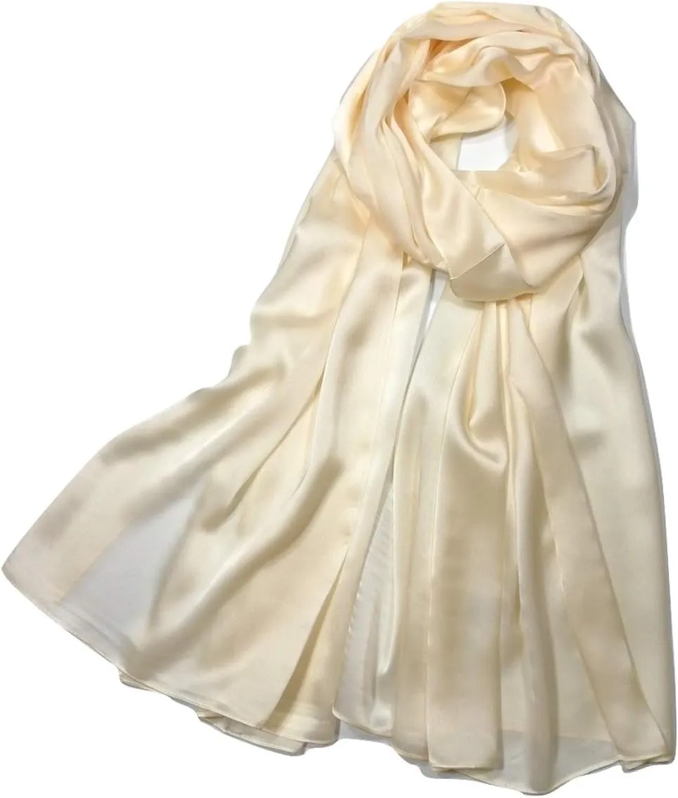 Shanlin Silk Feel Long Satin Patterned & Solid Color Scarves for Women in Gift Box