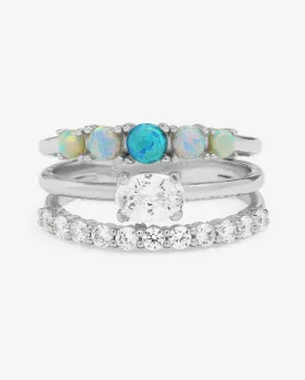 She's So Stacked Ring - Silver|Blue Opal Ombré
