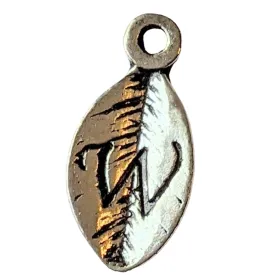 Silver Leaf Initial Charm - Letter W