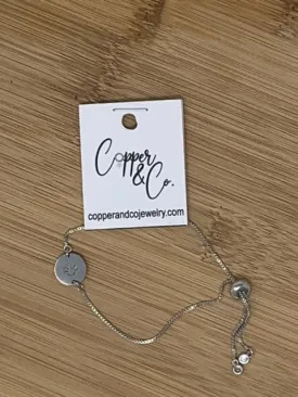 Small Engraved Leaf Bolo Bracelet - Stainless by Copper & Co Jewelry