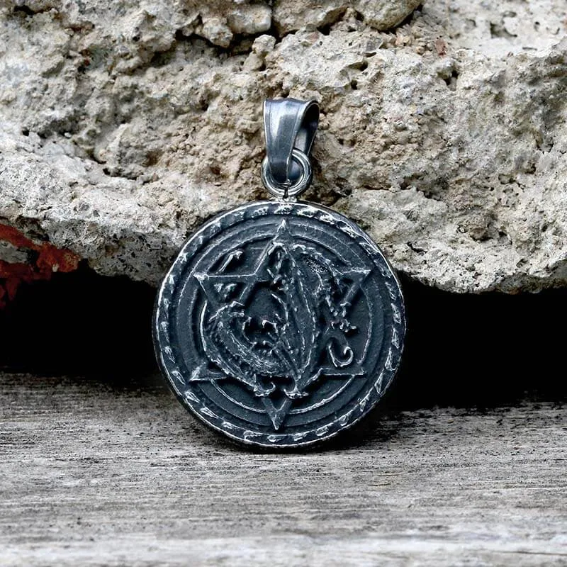 Star Of David Fenrir Wolf Stainless Steel Pendant