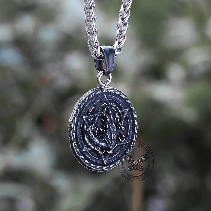 Star Of David Fenrir Wolf Stainless Steel Pendant