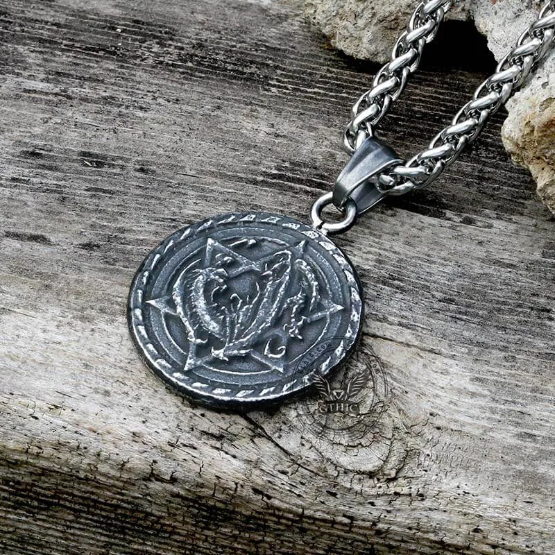Star Of David Fenrir Wolf Stainless Steel Pendant