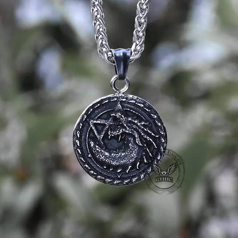 Star Of David Fenrir Wolf Stainless Steel Pendant